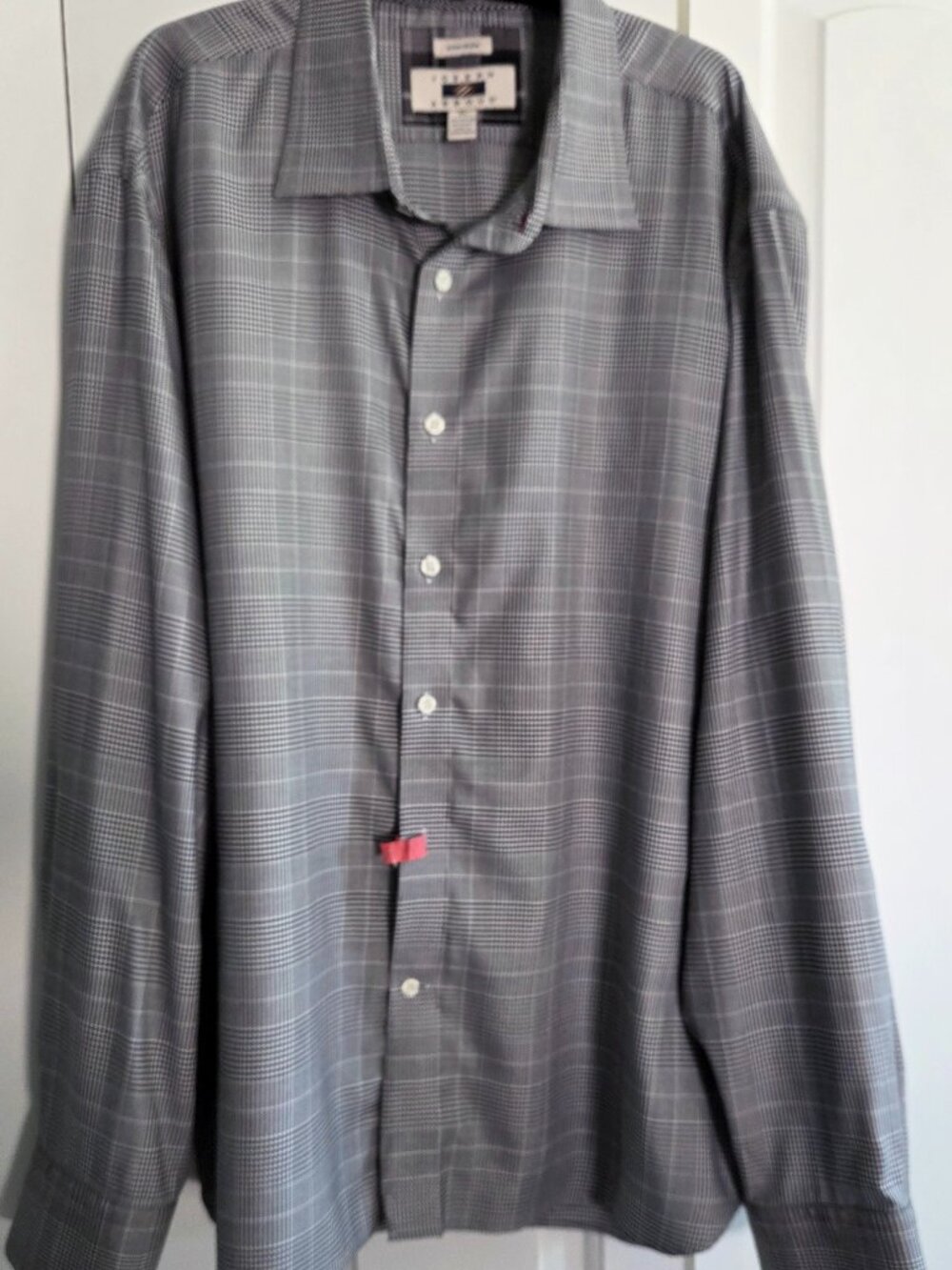 Mens Long Sleeve Non-Iron Shirt Black & White Plaid Sz XL by Joseph Abboud